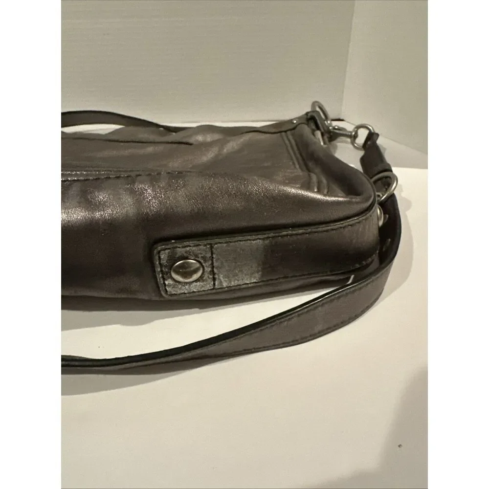Coach‎ Women's Leather Zoe Convertible Shoulder ToCrossbody Hobo Bag Silver VTG